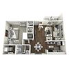 The Hideaway 1 bedroom 1 bathroom 3D floor plan The Hideaway