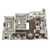 The Sanctuary 2 bedroom 1.5 bathroom 3D floor plan named The Sanctuary