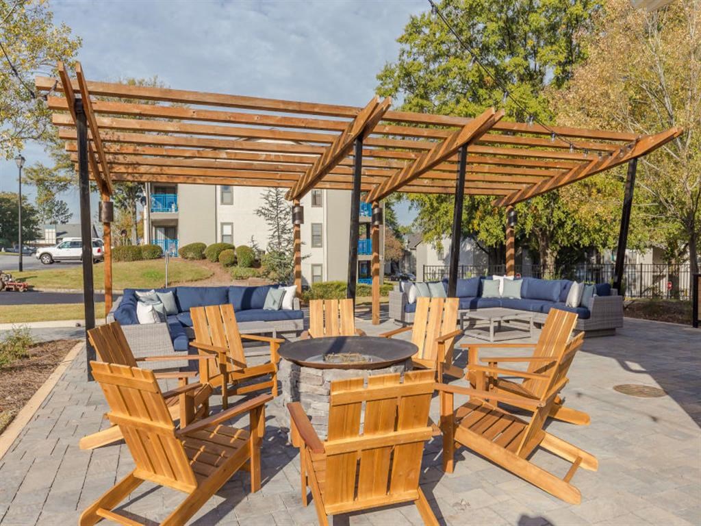 Firepit and covered outdoor lounge area