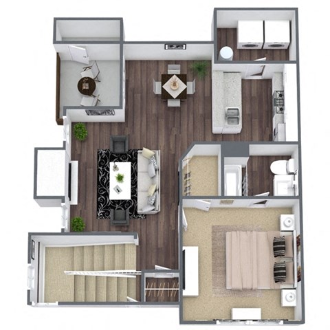 Glenwood: 1-bedroom, 1-bathroom floor plan at Woodland Estates