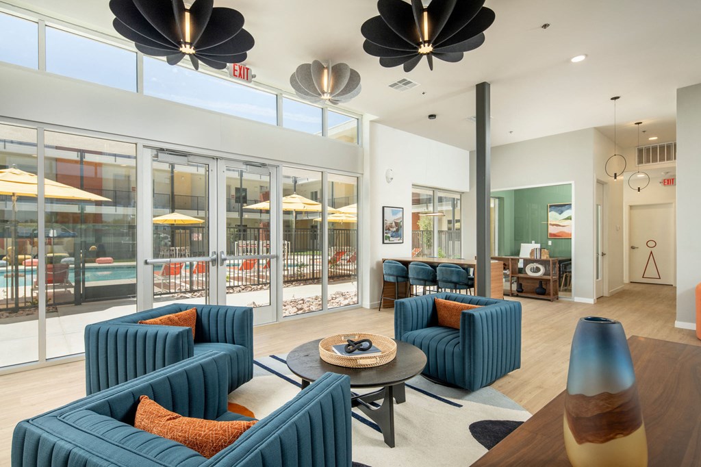 the lobby at the bradley braddock road station apartments