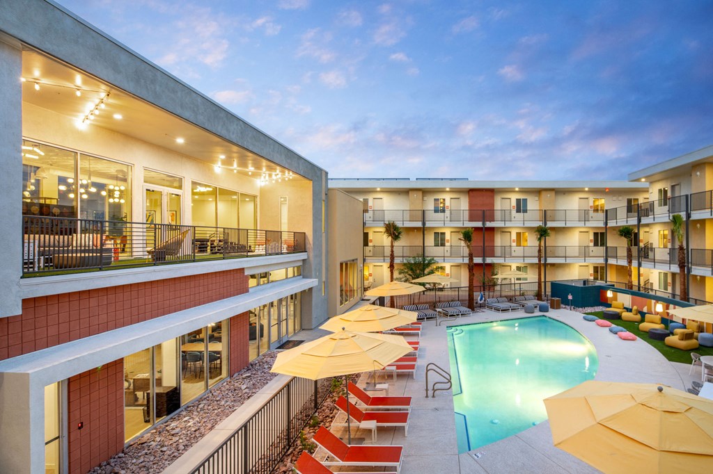 a view of the pool at days inn by wyndham las vegas wild wild