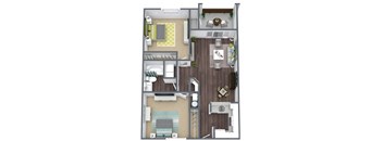 Gardenia Floor Plan, 2-Bed 1-Bath