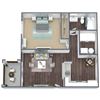 Hibiscus Floor Plan, 1-Bed 1-Bath