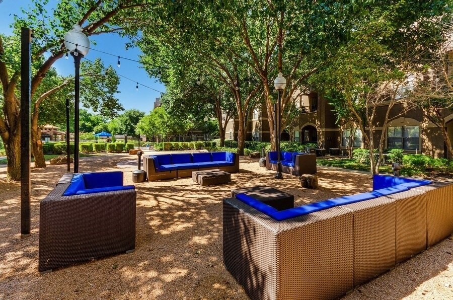 Outdoor lounge area at Hidden Creek, Lewisville, Texas