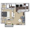 Holly Floor Plan, 1 bed, 1 bath.