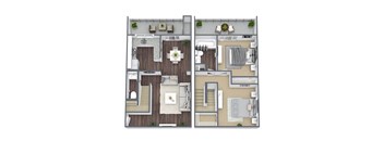 2X1 floor plan at Horizon Apartments in Santa Ana, California