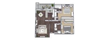 2x2 floor plan at Horizon Apartments in Santa Ana, California