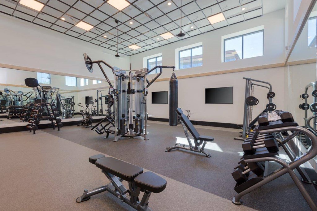 Workout equipment at the community fitness center
