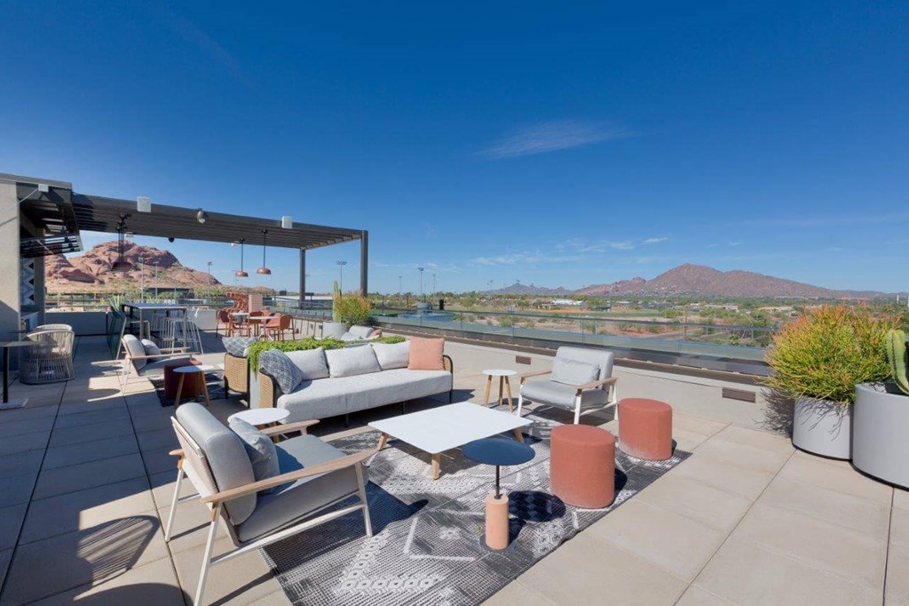 Rooftop lounge with open views