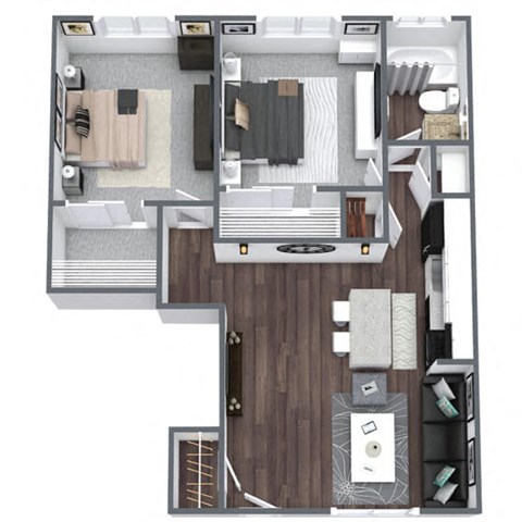 Imperial Floor Plan 2-Bed, 1-Bath 650SQFT at Esprit Cherry Creek, Glendale, 80246