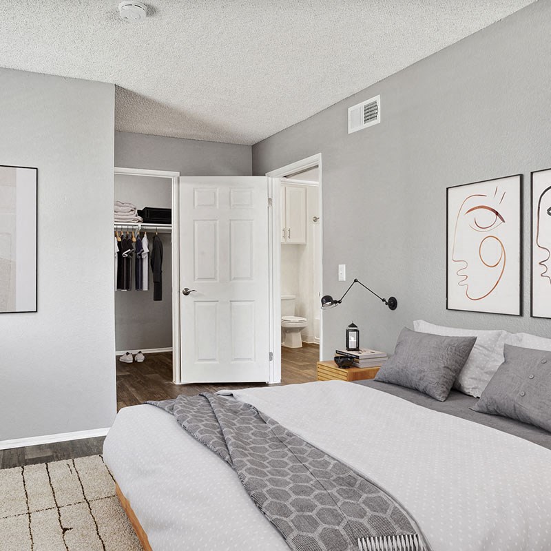 Model bedroom at Parkway Club Apartments