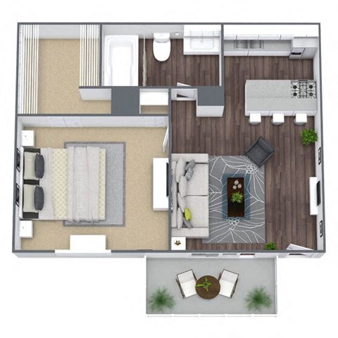 Jr. 1-bedroom floor plan
