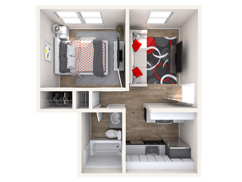 Junior 1x1 3D Floor Plan