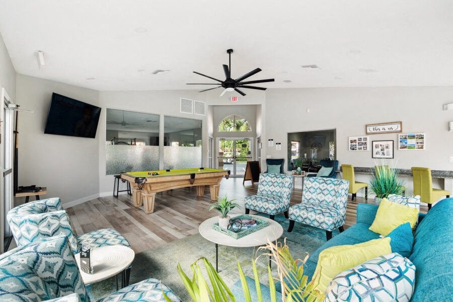 Clubhouse lounge and game area