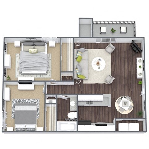2X1 Laurel Floor Plan, 840 SQFT