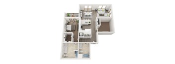 1 Bedroom Floor Plan with Den, 1,254 SQFT
