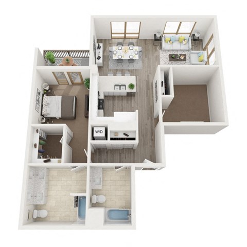 1 Bedroom Floor Plan with Den, 1,254 SQFT