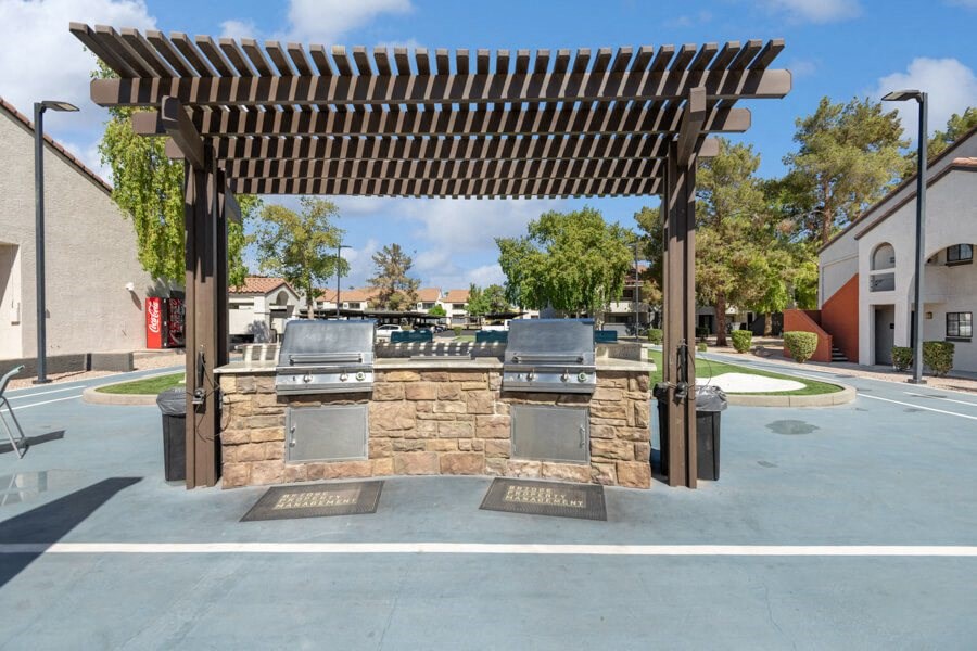 Outdoor BBQ grills at Lore South Mountain, Phoenix, Arizona