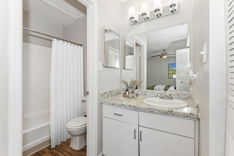 Model apartment bathroom at Lore South Mountain, Phoenix