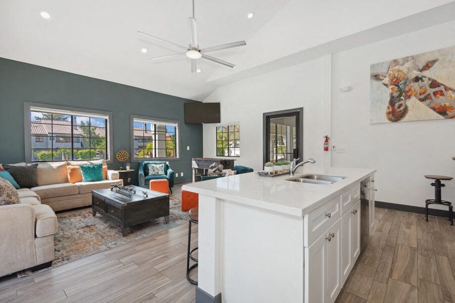 Clubhouse lounge area at Lore South Mountain, Phoenix, AZ