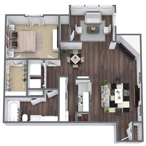 Magnolia floor plan, 1-bedroom, 1-bathroom at Autumnwood, Texas, 76014
