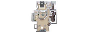 Magnolia Floor Plan, 1 bed, 1 bath.