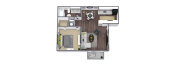 1-Bedroom, 1-Bathroom Floor Plan, 583 SQFT.