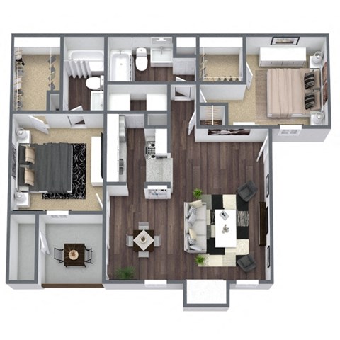 Maple floor plan, 2-bedroom, 2-bathroom at Autumnwood, Arlington, TX, 76014