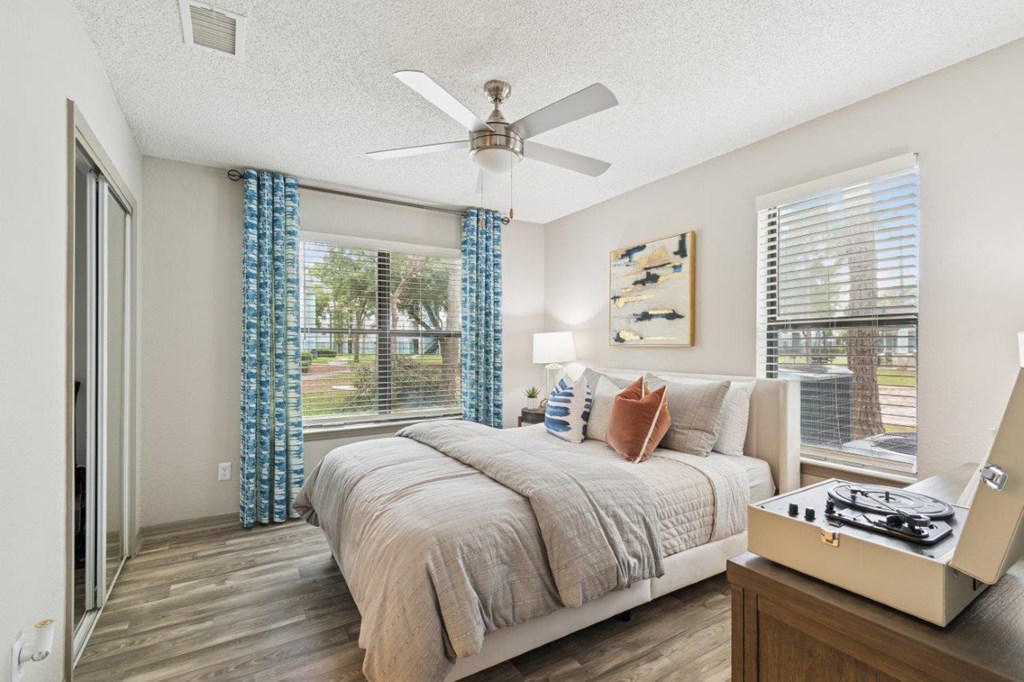 Model bedroom at Mirage on Kernan Apartments in Jacksonville, FL