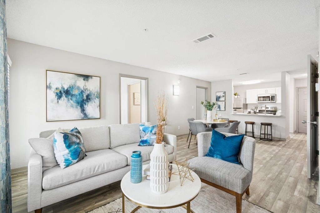 Model linving room at Mirage on Kernan Apartments in Jacksonville, FL