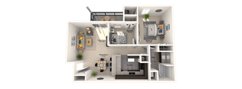 2X1 Mount Vernon Floor Plan, 855 SQFT.