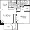 1 bed 1 bath floor plan Albemarie