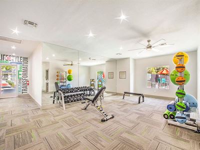 Resident fitness center with equipment