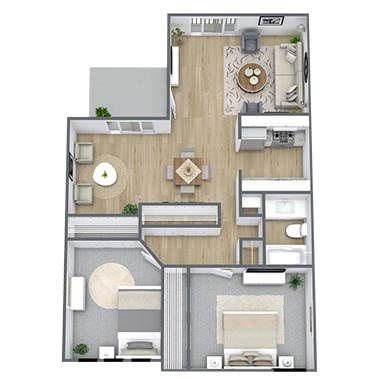 B2 Floor Plan, 940 SQFT