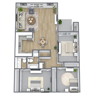C1 Floor Plan, 1100 SQFT