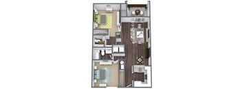 Oleander Floor Plan, 2-Bed 2-Bath