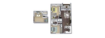 Oleander Loft Floor Plan, 2-Bed 2-Bath