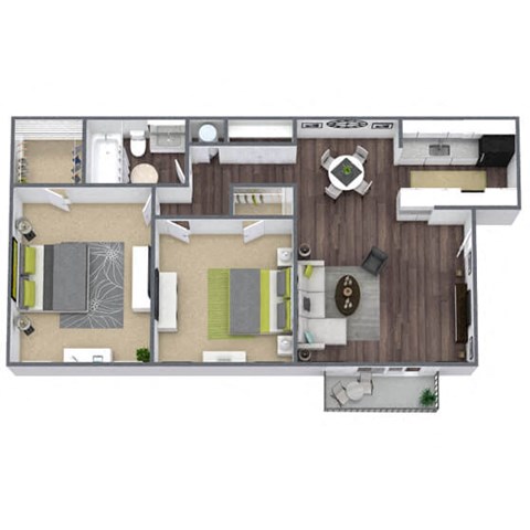 2-Bedroom, 1-Bathroom, 811 SQFT.