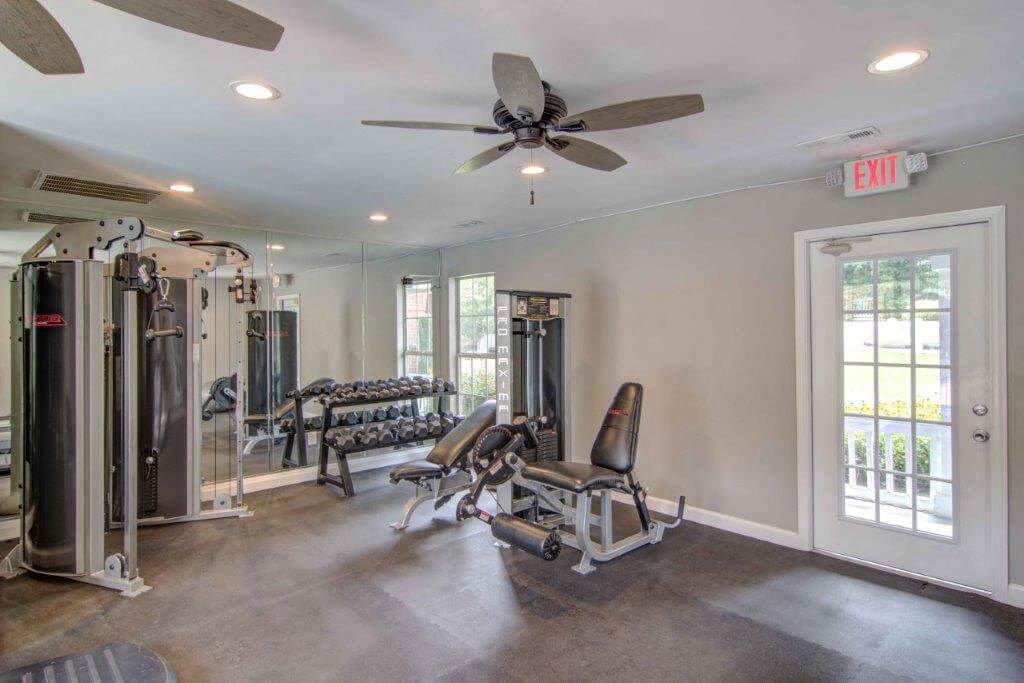 View of fitness center with equipment