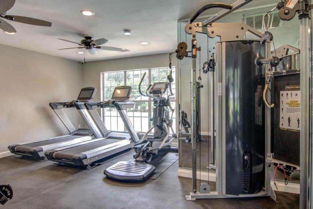 Fitness center with treadmills and lifitng equipment