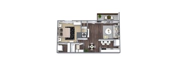 Hideaway 1-Bed, 1-Bath Floor Plan at The Park on Windy Hill Apartments