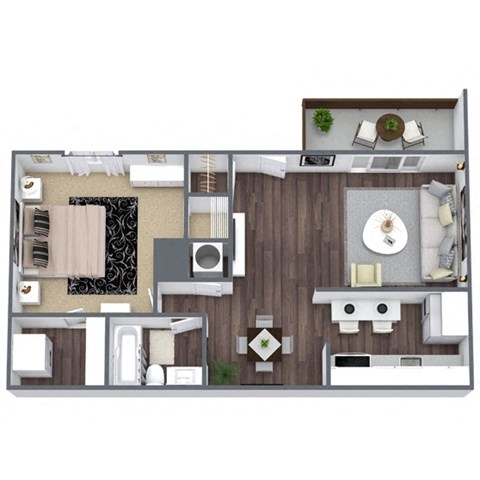 Hideaway 1-Bed, 1-Bath Floor Plan at The Park on Windy Hill Apartments