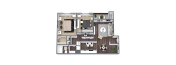 Retreat 2-Bed, 1-Bath Floor Plan at The Park on Windy Hill Apartments
