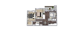 Sanctuary 2-Bed, 1.5-Bath Floor Plan at The Park on Windy Hill Apartments