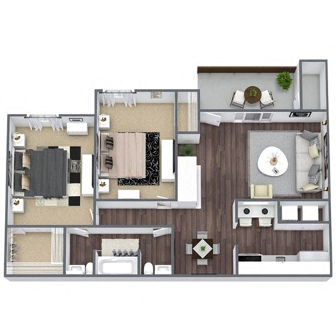 Sanctuary 2-Bed, 1.5-Bath Floor Plan at The Park on Windy Hill Apartments