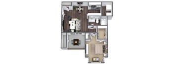 Pecan floor plan, 1-bedroom, 1-bathroom at Autumnwood, Arlington, TX, 76014