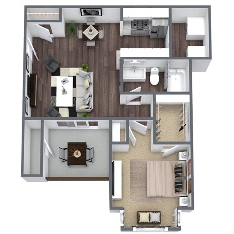 Pecan floor plan, 1-bedroom, 1-bathroom at Autumnwood, Arlington, TX, 76014