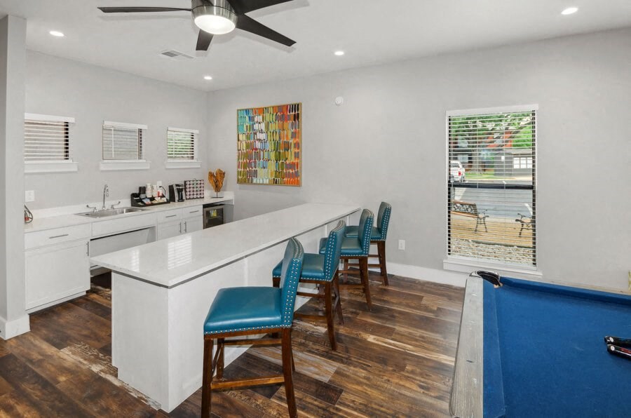 Community lounge area with pool table