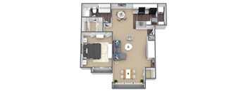 Poplar Floor Plan, 1 bed, 1 bath.
